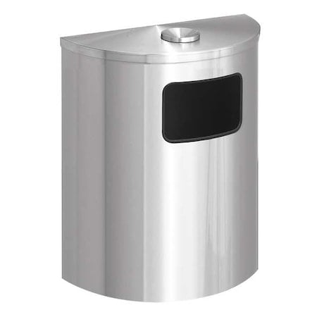 Wastemaster 24 gal Half-Round Indoor Metal Can, Satin Aluminum, None, Aluminum, Not Applicable MPN:2494-SA-SA