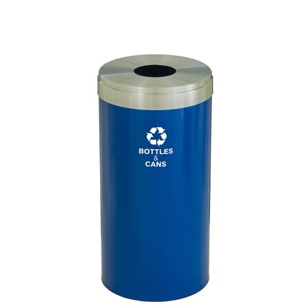 23 gal Recycling Bin, Blue/Satin Aluminum MPN:B-1542BL-SA-B2