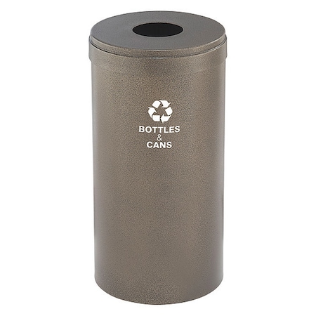 23 gal Round Recycling Bin, Open Top, Bronze Vein, Steel, 1 Openings MPN:B-1542BV-BV-B&C