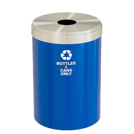 33 gal Recycling Bin, Blue/Satin Aluminum MPN:B-2032BL-SA-B6