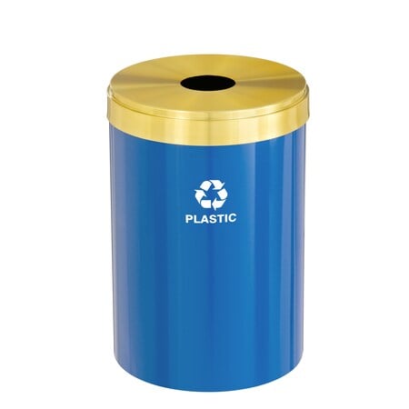 41 gal Recycling Bin, Blue/Satin Brass MPN:B-2042BL-BE-B7