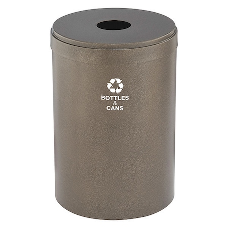 41 gal Round Recycling Bin, Open Top, Bronze Vein, Steel, 1 Openings MPN:B-2042BV-BV-B&C
