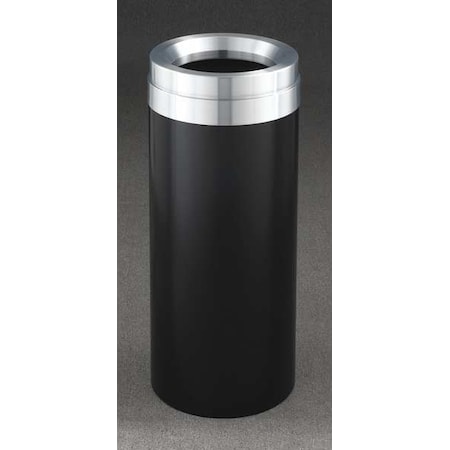 15 gal. Steel Round Trash Can, Black MPN:F1237-BK-SA