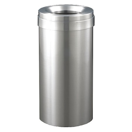 Wastemaster 15 gal Round Indoor Metal Can, Satin Aluminum, None, Aluminum, Not Applicable MPN:F1237-SA-SA