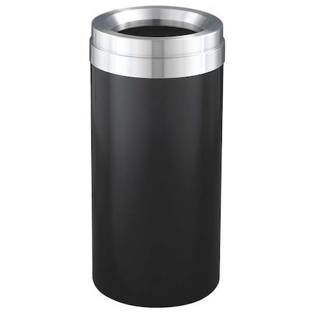 23 gal. Steel Round Trash Can, Black MPN:F1537-BK-SA