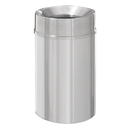 New Yorker 33 gal Round Indoor Metal Can, Satin Aluminum, None, Aluminum, Not Applicable MPN:F2035-SA-SA