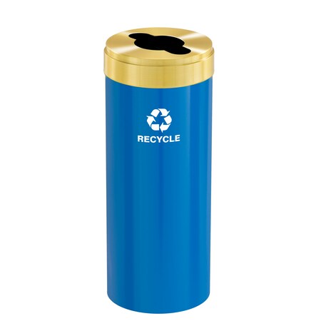 12 gal Recycling Bin, Blue/Satin Brass MPN:M-1232BL-BE-M5