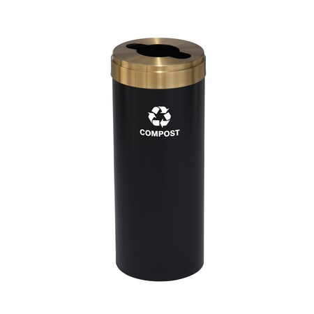 15 gal Recycling Bin, Satin Black/Satin Brass MPN:M-1242BK-BE-M4