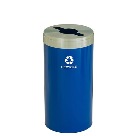 23 gal Recycling Bin, Blue/Satin Aluminum MPN:M-1542BL-SA-M5
