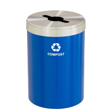 41 gal Recycling Bin, Blue/Satin Aluminum MPN:M-2042BL-SA-M4
