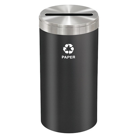 23 gal Round Recycling Bin, Open Top, Satin Black/Satin Aluminum, Steel, 1 Openings MPN:P-1542BK-SA-P