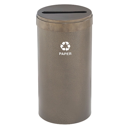 23 gal Round Recycling Bin, Open Top, Bronze Vein, Steel, 1 Openings MPN:P-1542BV-BV-P