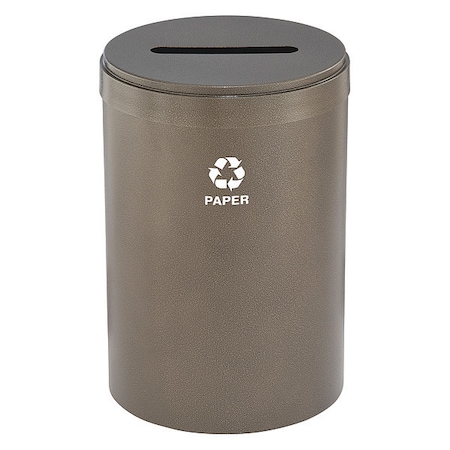 41 gal Round Recycling Bin, Open Top, Bronze Vein, Steel, 1 Openings MPN:P-2042BV-BV-P