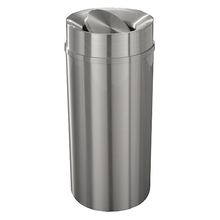 New Yorker 16 gal Round Indoor Metal Can, Satin Aluminum, None, Aluminum, Not Applicable MPN:TA1533-SA-SA