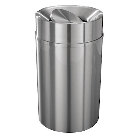 New Yorker 33 gal Round Indoor Metal Can, Satin Aluminum, Swing, Aluminum, Not Applicable MPN:TA2035-SA-SA