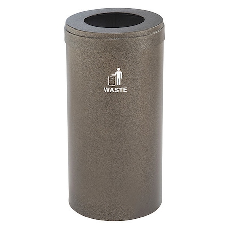 23 gal Round Recycling Bin, Funnel Top, Bronze Vein, Steel, 1 Openings MPN:W-1542BV-BV-W