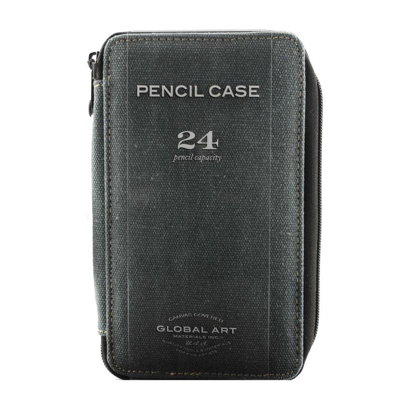 Global Art Canvas Pencil Case, 24-Pencil Capacity, Steel Blue MPN:258240