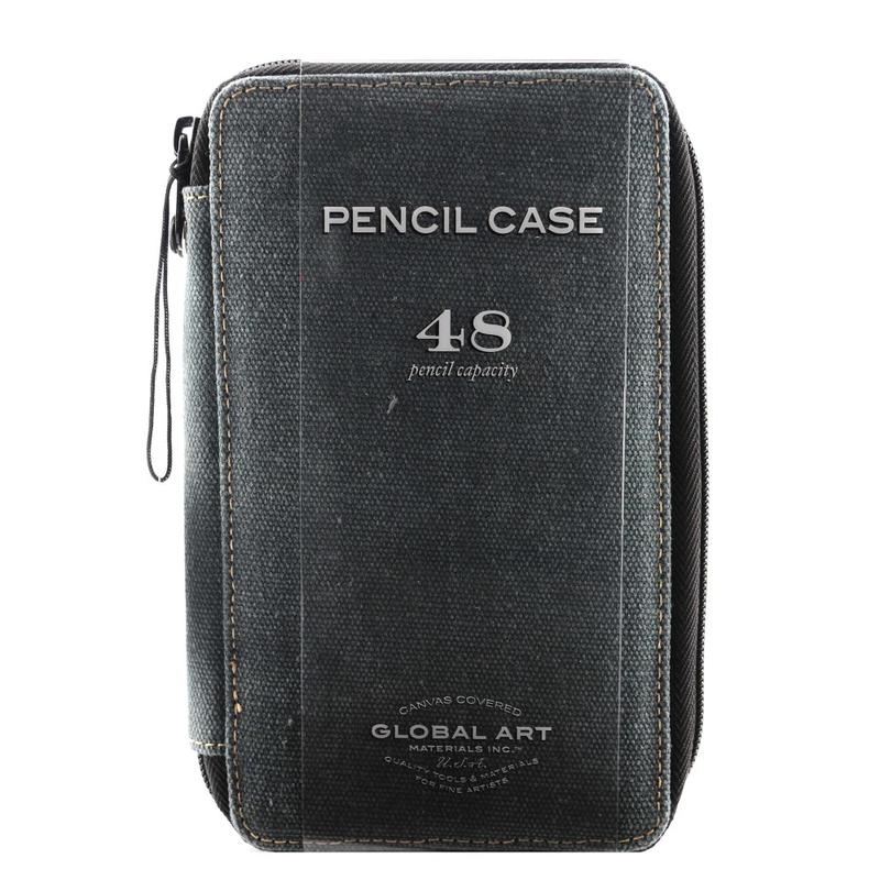Global Art Canvas Pencil Case, 48-Pencil Capacity, Steel Blue MPN:258480
