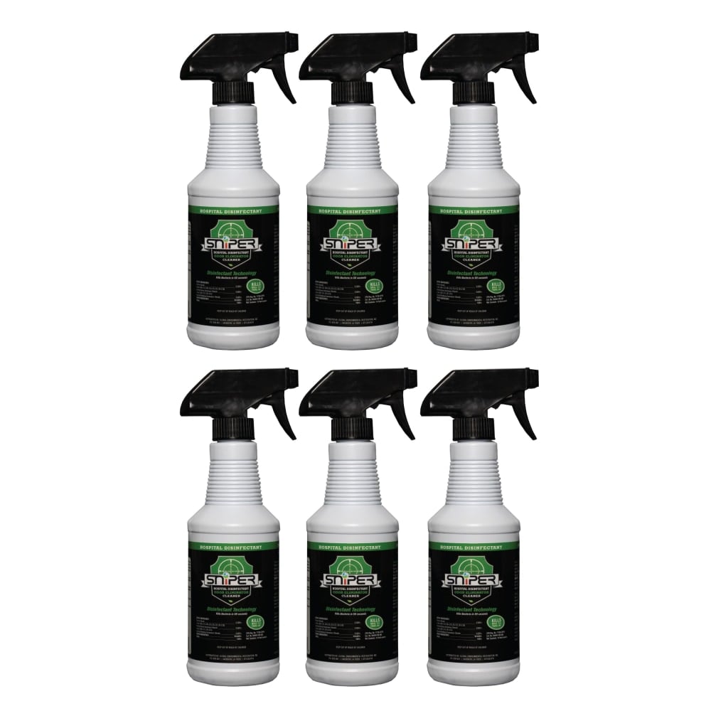 Sniper Hospital Disinfectant Odor Eliminator & All-Purpose Cleaner Spray, 16 Oz, Case Of 6 Bottles MPN:S166PK-OD