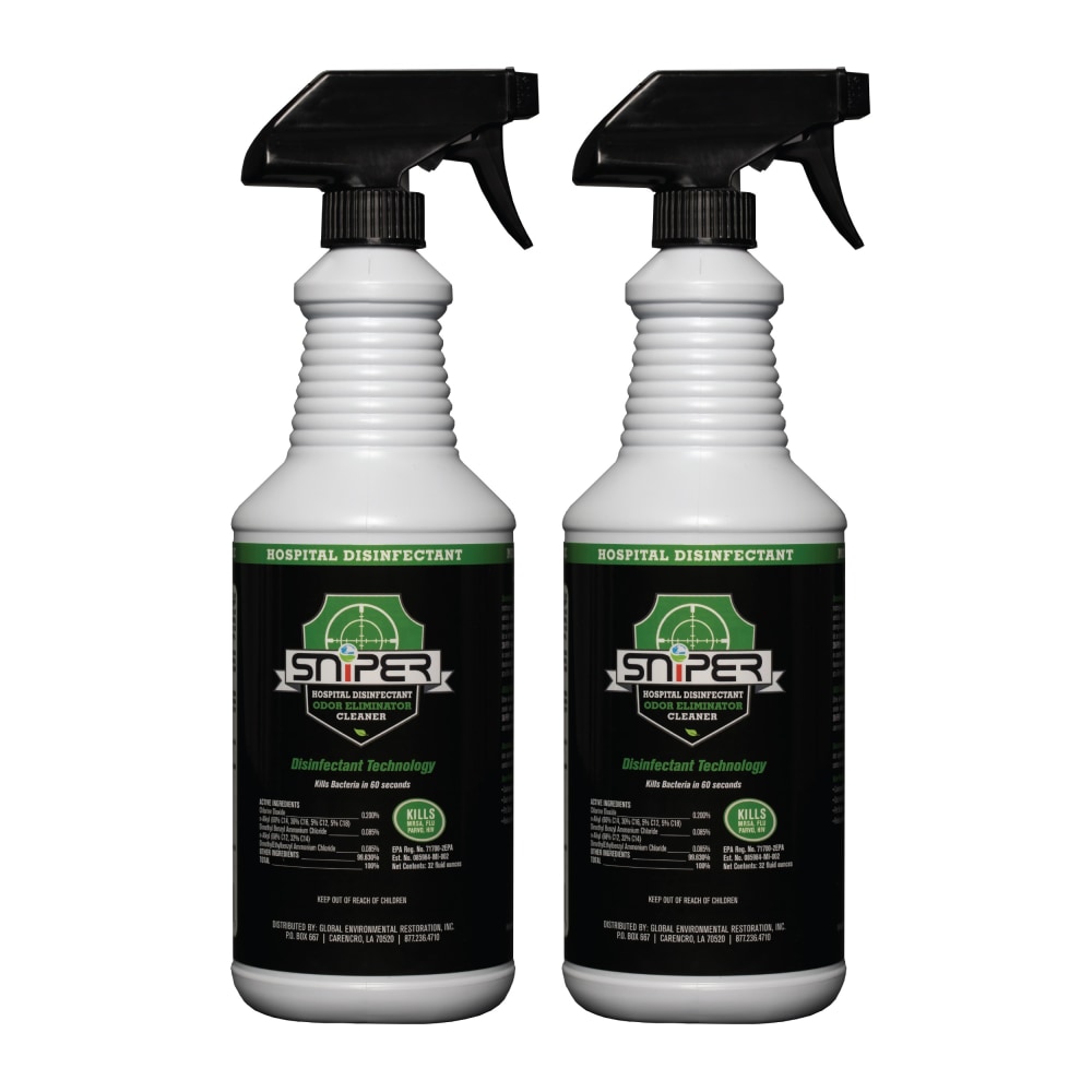Sniper Hospital Disinfectant Odor Eliminator & All-Purpose Cleaner Spray, 32 Oz, Case Of 2 Bottles MPN:S322PK-OD