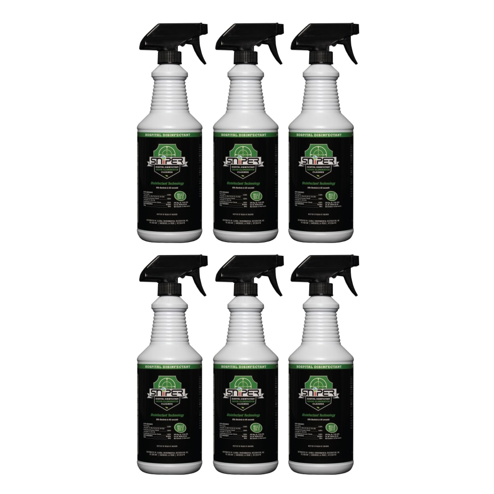Sniper Hospital Disinfectant Odor Eliminator & All-Purpose Cleaner Spray, 32 Oz, Case Of 6 Bottles MPN:S326PK-OD