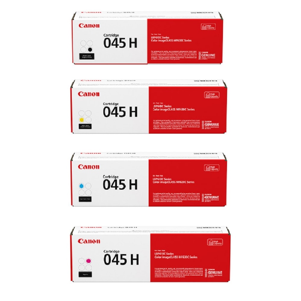 Canon 045H Black; Cyan; Magenta; Yellow High Yield Toner Cartridges Combo, Pack Of 4, 1246C001, 1245C001, 1244C001, 1243C001 MPN:CRG045HCMYK-OD