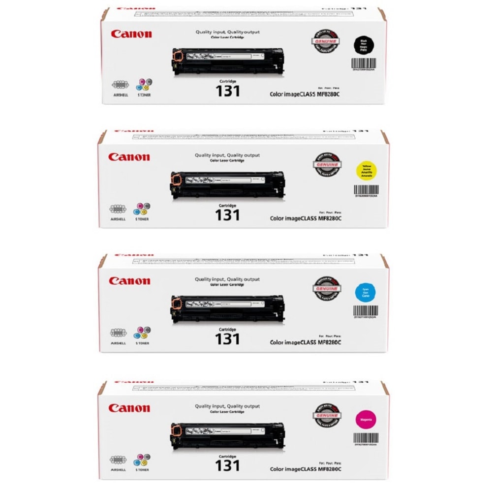 Canon 131 Black And Cyan, Magenta, Yellow Toner Cartridges Combo, Pack Of 4, 6272B001, 6271B001, 6270B001, 6269B001 MPN:CRG131CMYK-OD