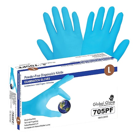 Disposable Gloves, 5 mil, Nitrile, Powder-Free, Xl, 100 Pk, Blue MPN:705PF-XL