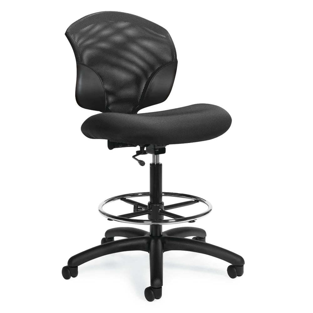 Global Tye Low Back Adjustable Height Stool, Armless, 44 1/2inH x 25inW x 26inD, Ebony/Black MPN:1924-6BK-550/JN02
