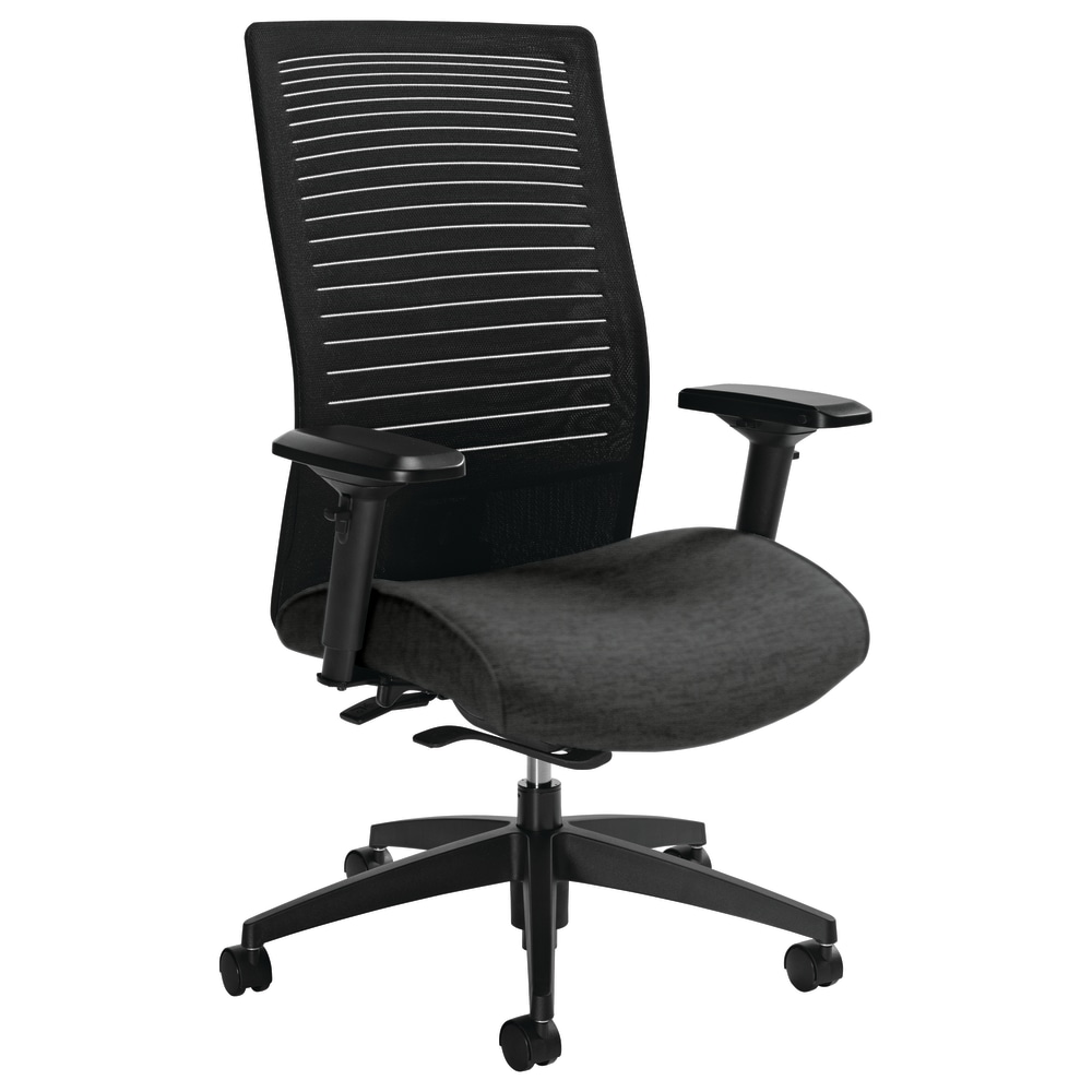 Global Loover High-Back Weight-Sensing Synchro Chair, 42inH x 25 1/2inW x 24inD, Granite Rock/Black MPN:2661-8BK-UR20+