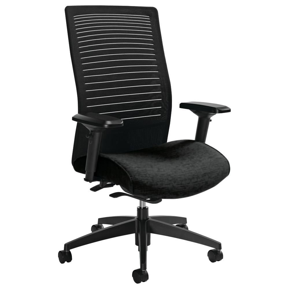 Global Loover High-Back Weight-Sensing Synchro Chair, 42inH x 25 1/2inW x 24inD, Black Coal/Black MPN:2661-8BK-UR22+