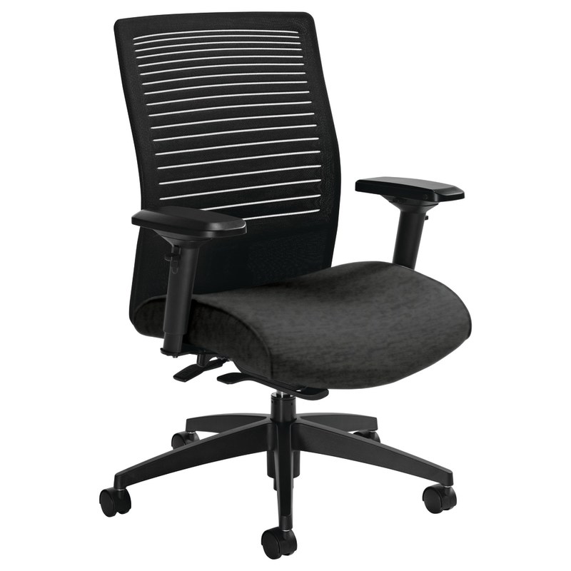 Global Loover Mid-Back Weight-Sensing Synchro Chair, 39inH x 25 1/2inW x 24inD, Granite Rock/Black MPN:2662-8BK-UR20+