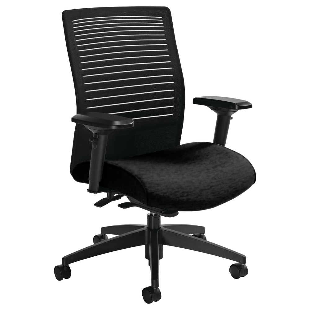 Global Loover Mid-Back Weight-Sensing Synchro Chair, 39inH x 25 1/2inW x 24inD, Black Coal/Black MPN:2662-8BK-UR22+