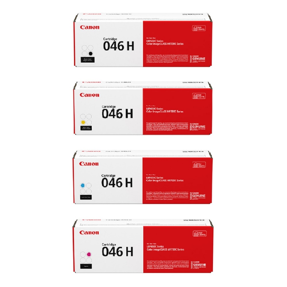 Canon 046H Black; Cyan; Magenta; Yellow High Yield Toner Cartridges Combo, Pack Of 4, 1254C001, 1253C001, 1252C001, 1251C001 MPN:CRG046HCMYK-OD