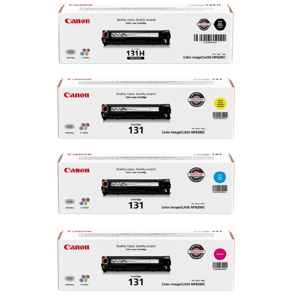 Canon 131H/131 Black; Cyan; Magenta; Yellow High Yield Toner Cartridges Combo, Pack Of 4, 6273B001, 6271B001, 6270B001, 6269B001 MPN:CRG131HCMYK-OD