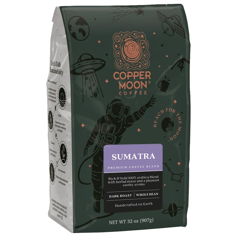Copper Moon Whole Bean Coffee, Dark Roast, Sumatra Blend, 4 Bags (2 lbs. Each) MPN:260144