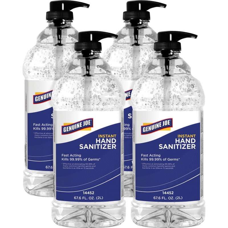 Genuine Joe Hand Sanitizer - Fresh Citrus Scent - 67.6 fl oz (1999.2 mL) - Kill Germs, Bacteria Remover - Hand - Clear - Hygienic, Fast Acting - 4 / Carton MPN:14452CT