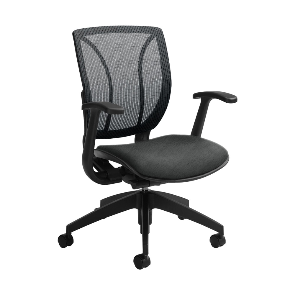 Global Roma Mesh Mid-Back Chair, 38inH x 25 1/2inW x 23 1/2inD, Granite Rock/Black MPN:QS1906RFBK-UR20*