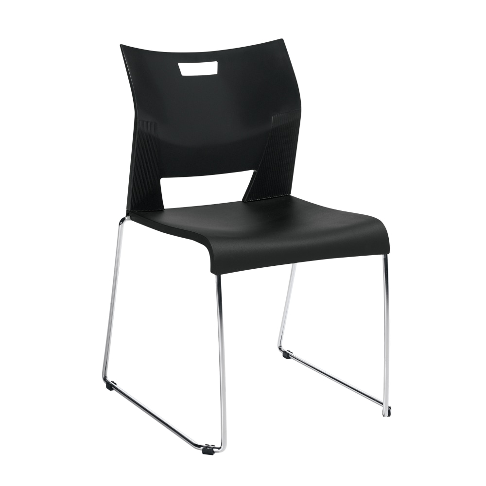 Global Duet Stacking Chairs, 33 1/4inH x 22 3/4inW x 20 3/4inD, Asphalt Night/Chrome MPN:QS6621-1CH-BLK