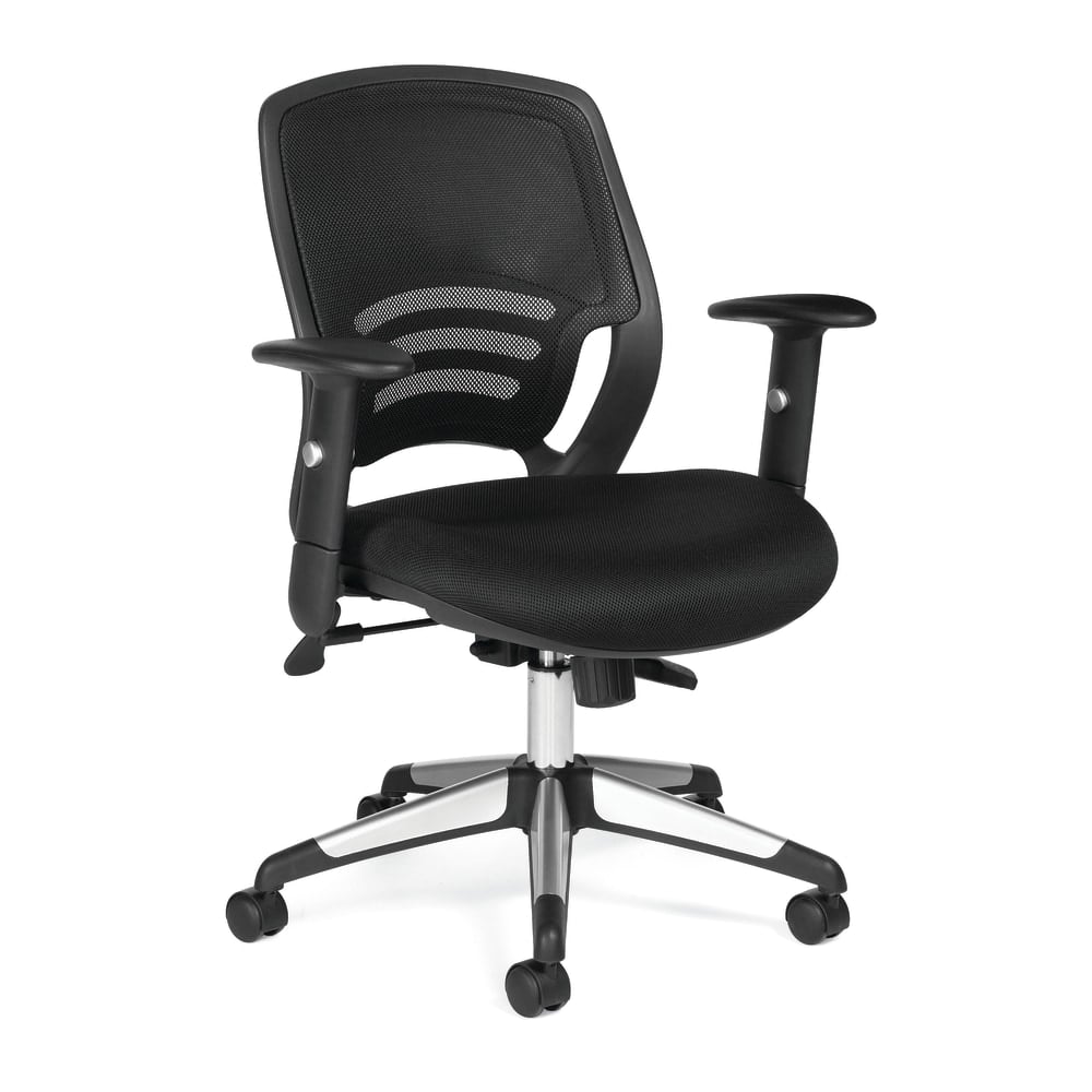 Offices To Go Mesh Mid-Back Chair, Black/Aluminum MPN:OTG11686 QL10