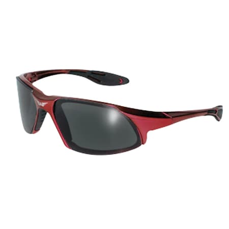 CODE-8, Safety Glasses, Anti-Fog & Anti-Scratch, Smoke Lens, Red Frame MPN:C8RDSM