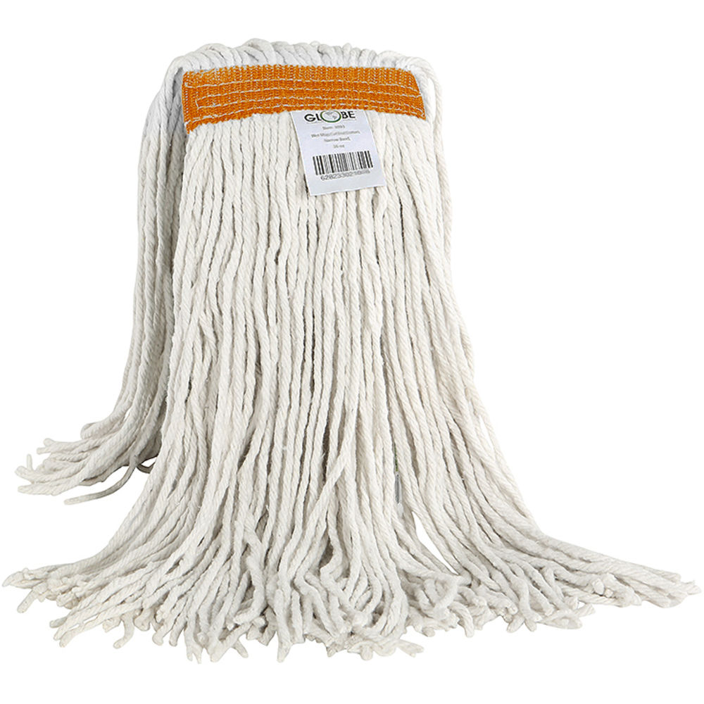 Globe Commercial Products Cotton Wet Mop Refill, 20 Oz, White MPN:3094EA