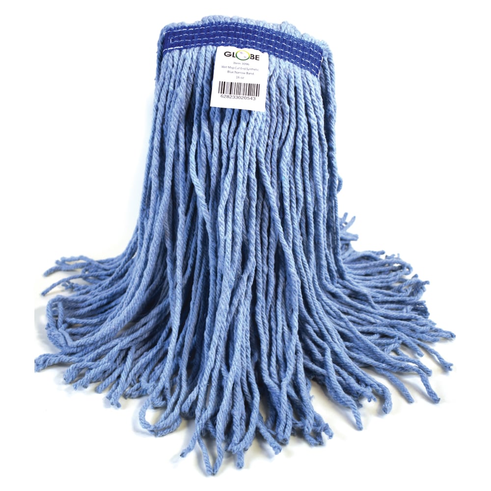 Globe Commercial Products Synthetic Wet Mop Refill, Synthetic, 16 Oz, Blue MPN:3096EA