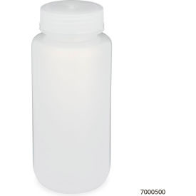 Bottle Wide Mouth Polypropylene Attached Polypropylene Screw Cap 500mL 12/Pack 7000500
