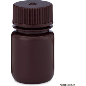 Bottle Wide Mouth HDPE Attached Polypropylene Screw Cap Amber 30mL 12/Pack 7010030AM