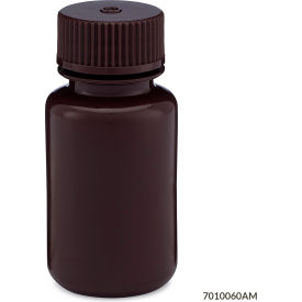 Bottle Wide Mouth HDPE Attached Polypropylene Screw Cap Amber 60mL 12/Pack 7010060AM