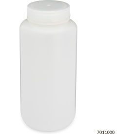 Bottle Wide Mouth HDPE Bottle Attached Polypropylene Screw Cap 1000mL 6/Pack 7011000