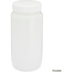 Bottle Wide Mouth HDPE Bottle Attached Polypropylene Screw Cap 2 Liters (0.5 Gallons) 7012000