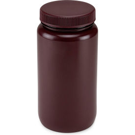 Bottle Wide Mouth HDPE Bottle Attached Polypropylene Screw Cap Amber 2 Liters (0.5 Gallons) 7012000AM