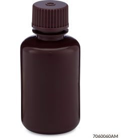 Bottle Narrow Mouth HDPE Attached Polypropylene Screw Cap Amber 60mL 12/Pack 7060060AM